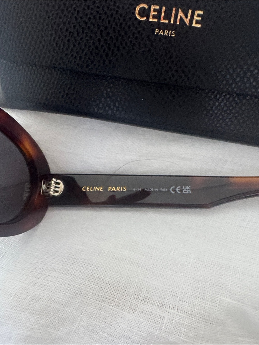 Celine Tortoiseshell Oval Sunglasses with Dark Lenses - Picture 3 of 3